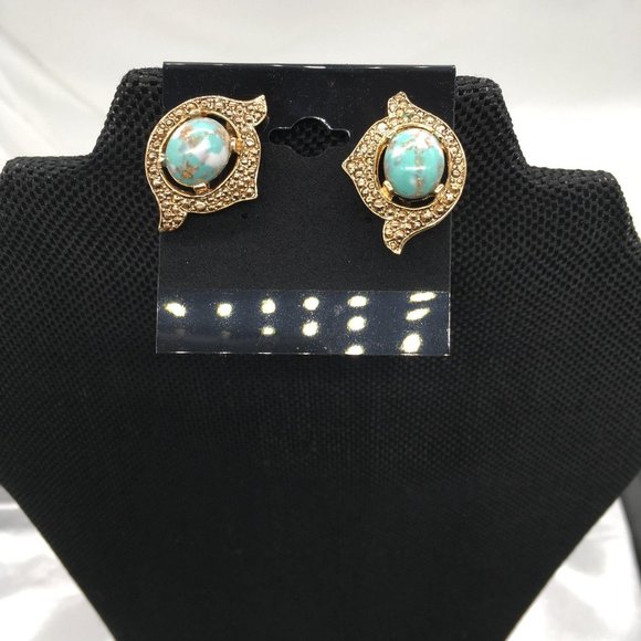 1380 Sarah Cov Earrings Clip On Vintage Gold Toned - Picture 3 of 7